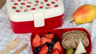 A Little strawberry design lunch box with tray 