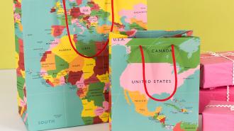Large World Map Gift Bag