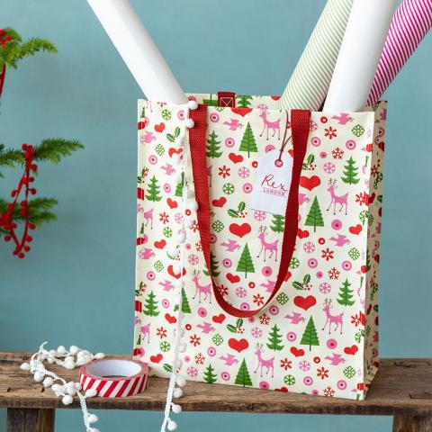 50s Christmas recycled shopping bag