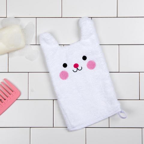 Bunny bath mitt for babies