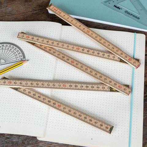 Folding wooden ruler