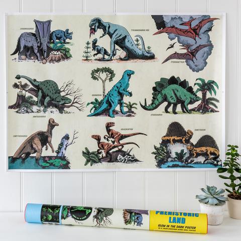 Prehistoric land glow in-the-dark poster