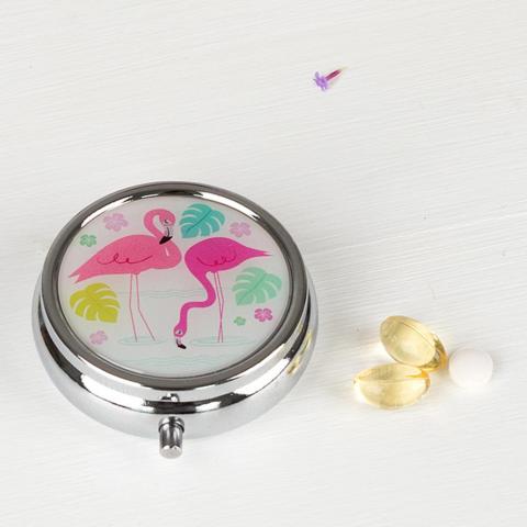 Flamingo Bay pill box with mirror