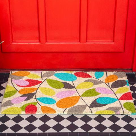 Vintage Ivy doormat in front of a red door