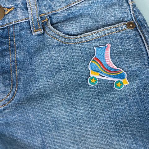Roller skate patch on a pair of jeans