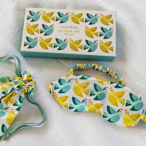 Love Birds eye mask and pouch