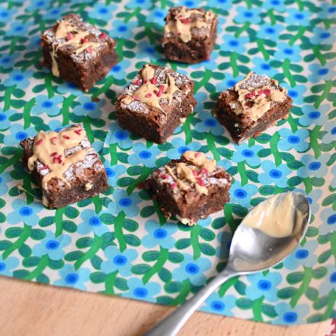 Brownies on floral greaseproof paper