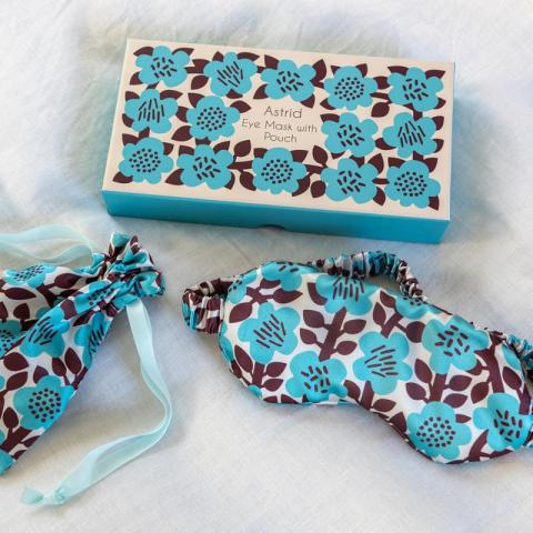 Astrid Flower silk eye mask and pouch