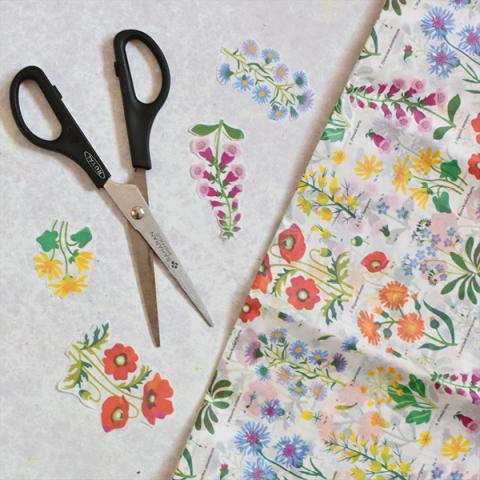 Wild Flowers tissue paper and a pair of scissors