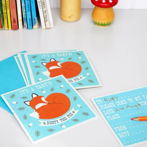 Rusty the Fox party invitations