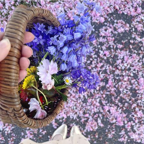 A small basket of flowers