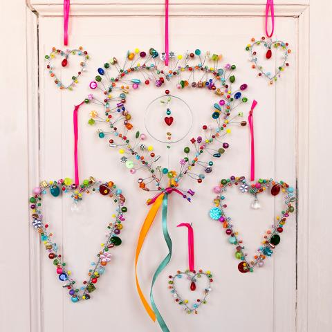 Multi-Beaded Heart Decoration (9 X 12 Cm)