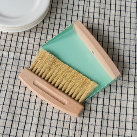 Wooden Table Brush And Pan Set - Pistachio