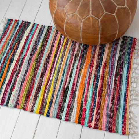 Rug on white floor