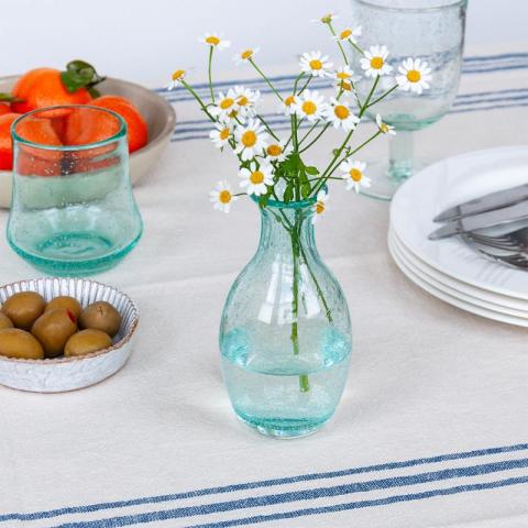 Blue bubble vase with flowers