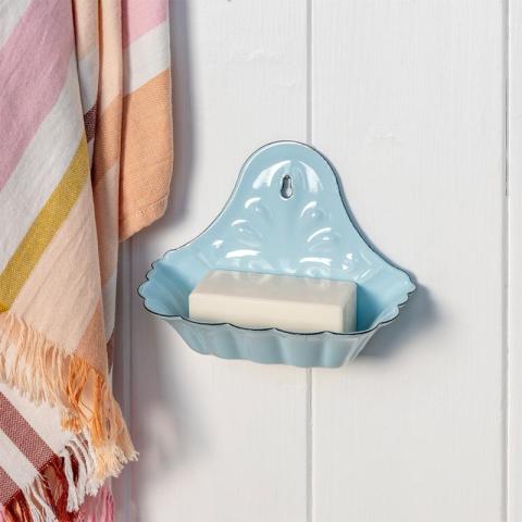 Blue soap holder with soap