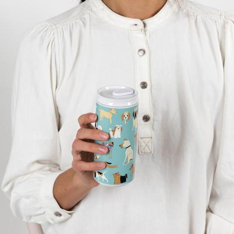 Person holding a blue eco can