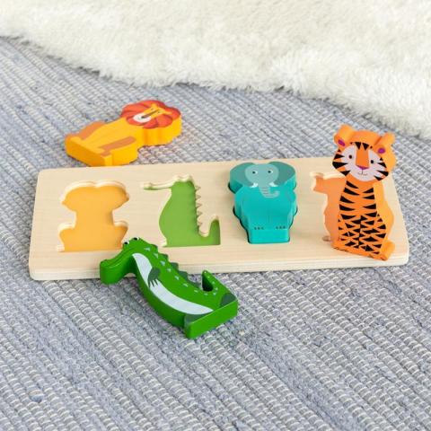 Wooden puzzle with animals