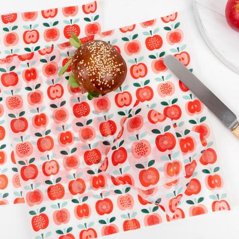 Greaseproof paper covered in apples