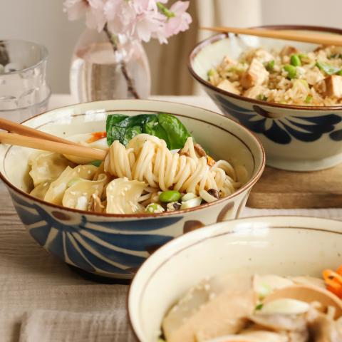 Ramen bowl with chopsticks