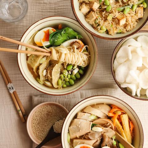 Ramen bowl with chopsticks