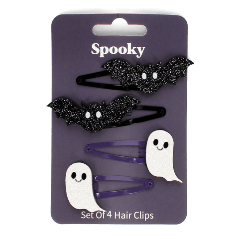 Ghost and bat sparkly heair cips 