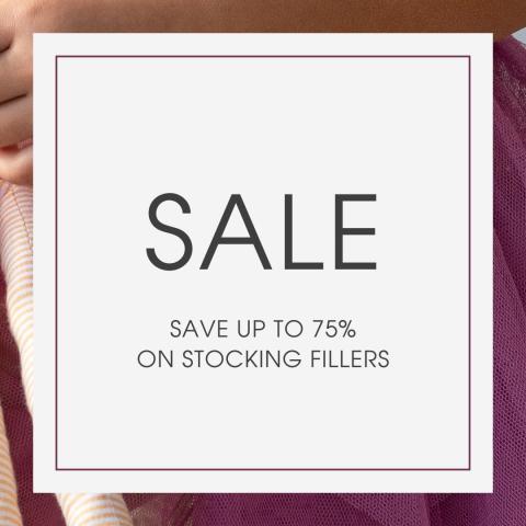 A text banner read Flash Sale - Save up to 75% on stocking fillers