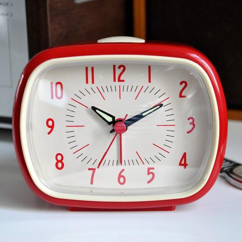 Red retro alarm clock