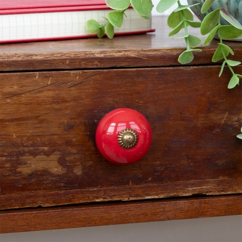 Red ceramic drawer knob