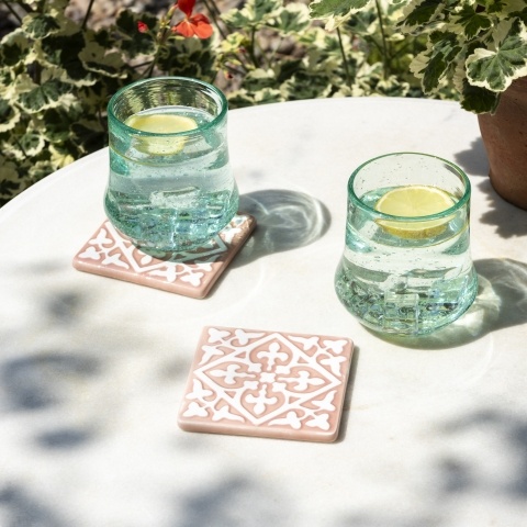 Pink ceramic coaster (set of 2)