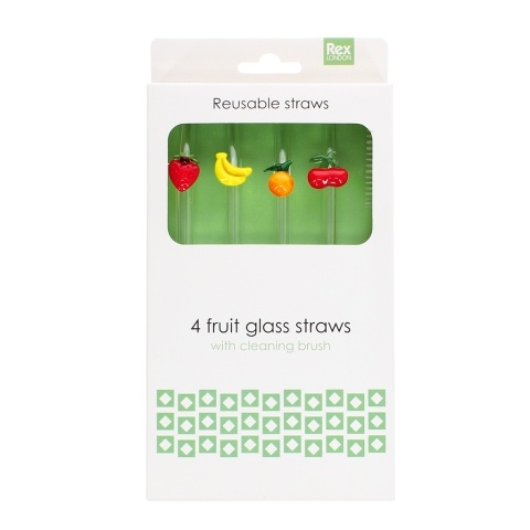Fruit glass straws with a cleaning brush