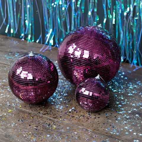 Plum hanging disco balls