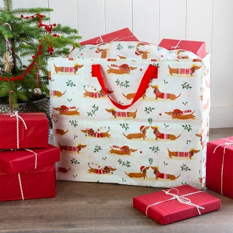 Festive sausage dog jumbo bag