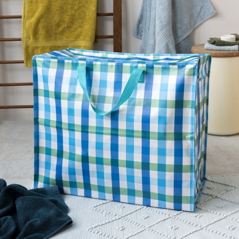 Blue gingham bag