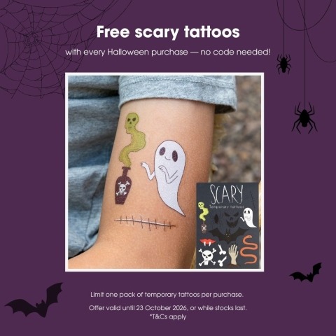 Free scary tattoos with every Halloween purchase — no code needed!