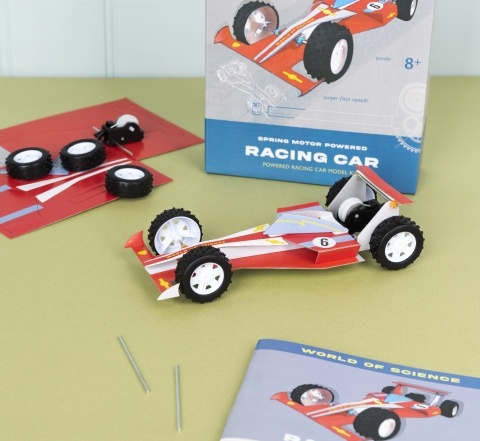 Make your own spring motor racing car