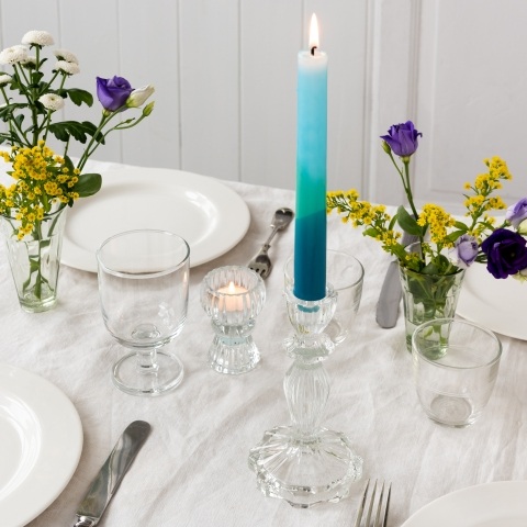 Clear glass candlestick