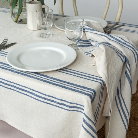 Linen striped tablecloth