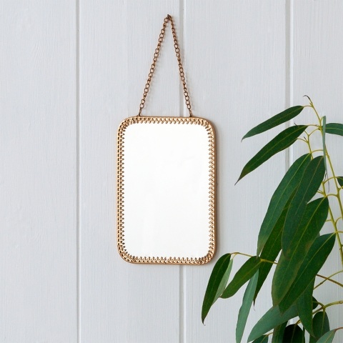 Gold-tone rectangular hanging mirror