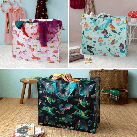 Unicorn, mermaid and dragon jumbo bag collage