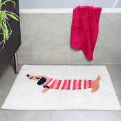 Sausage Dog Tufted Cotton Bath Mat