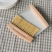 Wooden Table Brush And Pan Set - Soft Grey