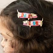 Sausage dog hair clips set 2