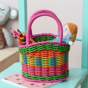 Colourful woven plastic mini basket