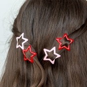  Star hair clips in pink and red