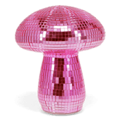 Pink mushroom-shaped decorative lamp with a textured surface.