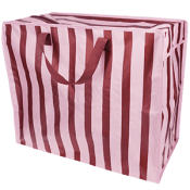 Jumbo storage bag - Pink with brown stripe
