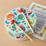 Wild wonders drum with drumsticks