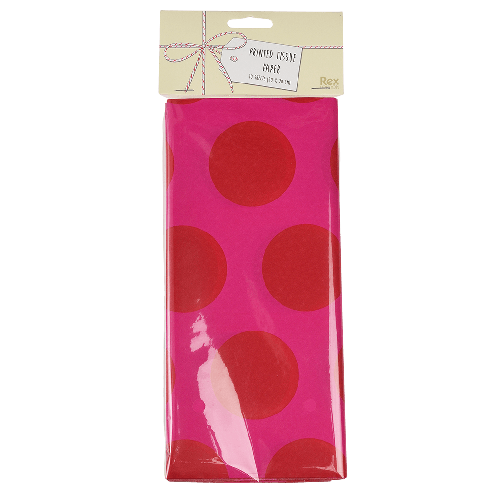 Red On Pink Spotlight Tissue Paper (10 Sheets) ﻿Rex London