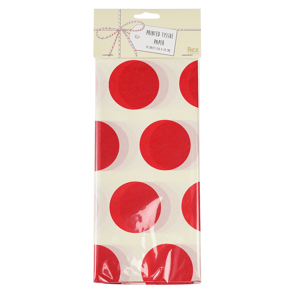 Red On White Spotlight Tissue Paper (10 Sheets) ﻿Rex London